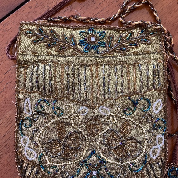 Gorgeous Gold Hand-beaded Russian Fancy Dress Purse 1920’s Flowered - Picture 2 of 8
